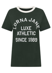 Lorna Jane Lotus Heritage Ringer T-Shirt - Fig Green
