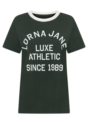 Lorna Jane Lotus Heritage Ringer T-Shirt - Fig Green