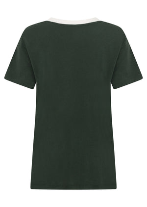 Lorna Jane Lotus Heritage Ringer T-Shirt - Fig Green