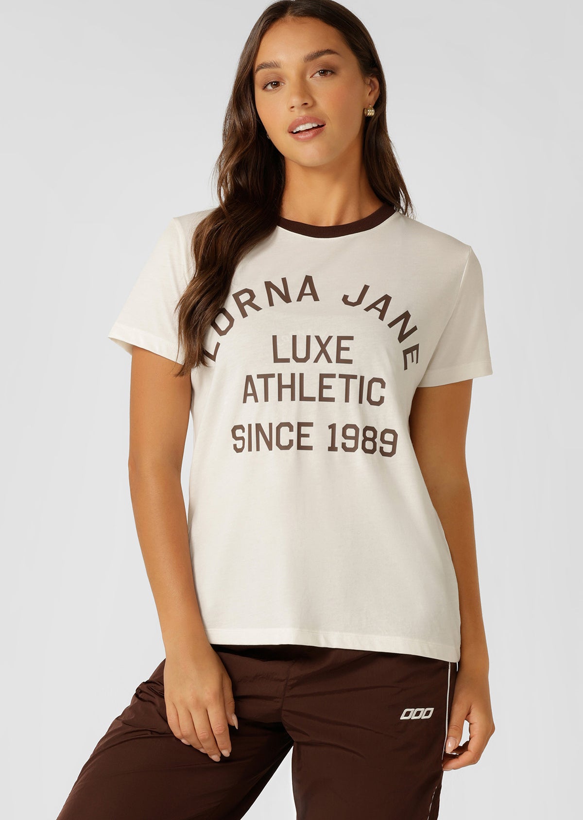 Lorna Jane Lotus Heritage Ringer T-Shirt - Porcelain