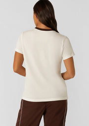 Lorna Jane Lotus Heritage Ringer T-Shirt - Porcelain