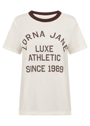 Lorna Jane Lotus Heritage Ringer T-Shirt - Porcelain