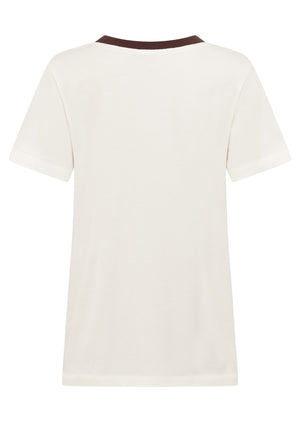 Lorna Jane Lotus Heritage Ringer T-Shirt - Porcelain