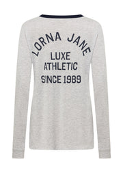 Lorna Jane Limited Edition Lotus Long Sleeve T-Shirt - Light Grey Marl