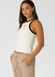 Lorna Jane Heritage Rib Ringer Tank - Porcelain