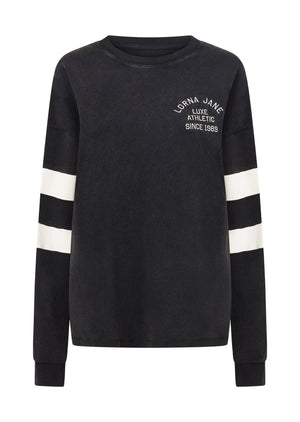 Lorna Jane Throwback Oversized Lightweight Sweat - Washed Black