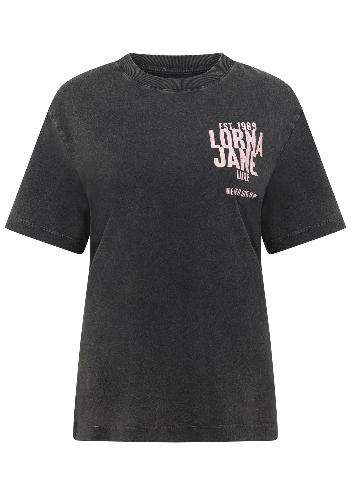 Lorna Jane Heritage Inspiration Washed Relaxed T-Shirt - Washed Black