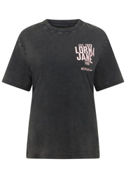 Lorna Jane Heritage Inspiration Washed Relaxed T-Shirt - Washed Black