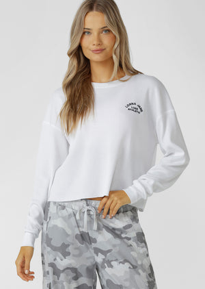 Lorna Jane Lotus Waffle Long Sleeve Top - White