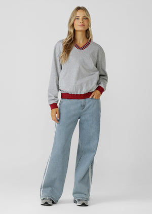 Lorna Jane Home Run V Neck Popover - Dark Red