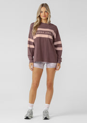 Lorna Jane Campus Oversized Washed Lightweight Sweat - Washed Stone
