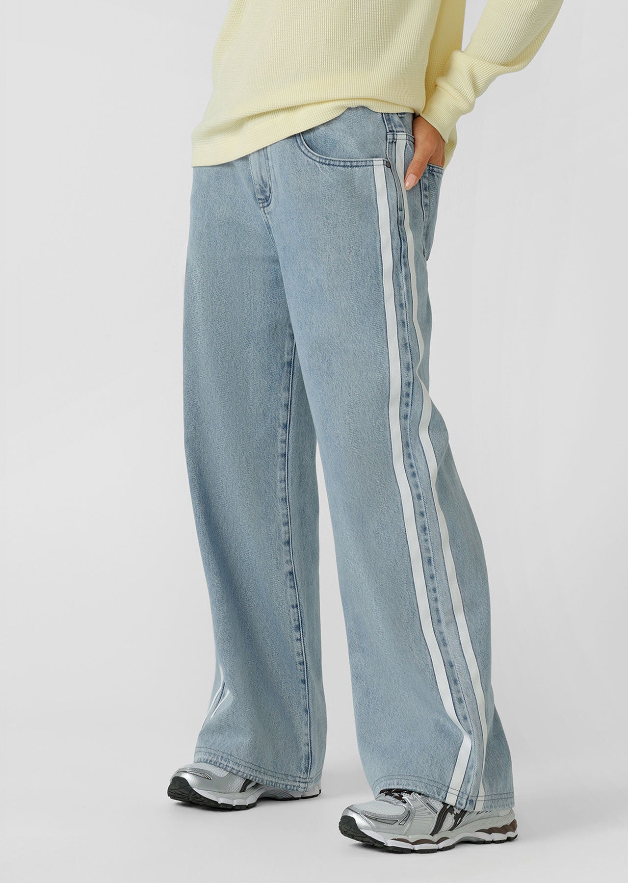 Lorna Jane Nostalgia Light Wash Denim Pants - Light Blue Washed Denim