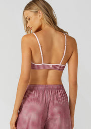 Lorna Jane Sweet Escape Sports Bra - Berry Sweet Check