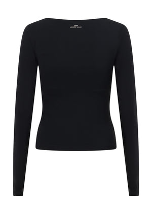 Lorna Jane Effortless Long Sleeve Top Bra Combo - Black