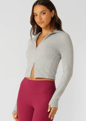Lorna Jane Soft Touch Warm Up Jacket - Grey Marl
