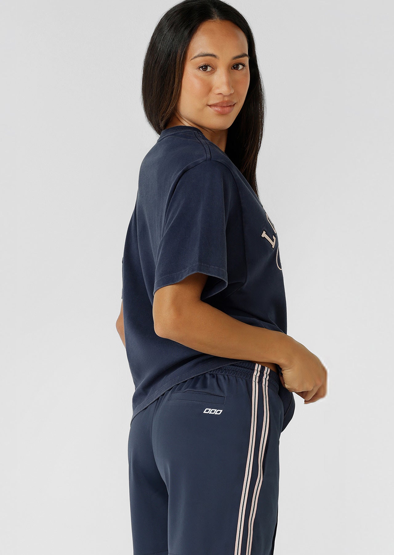 Lorna Jane Fan Favourite Washed T-Shirt - Washed Platinum Navy