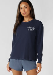 Lorna Jane Everyday Ease Waffle Long Sleeve T-Shirt - Platinum Navy