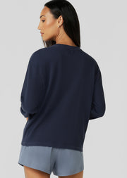 Lorna Jane Everyday Ease Waffle Long Sleeve T-Shirt - Platinum Navy