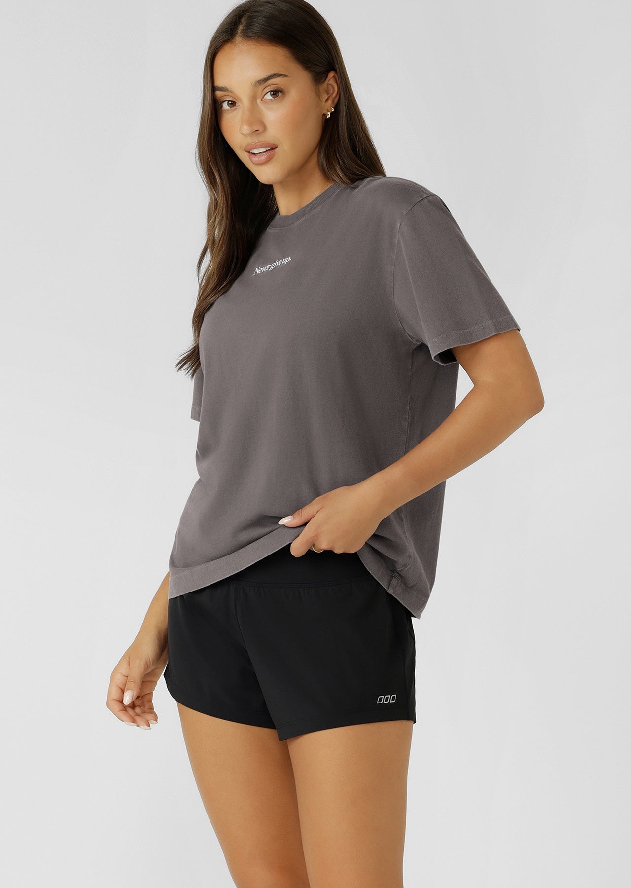 Lorna Jane Motivation Washed T-Shirt - Washed Thunder Grey