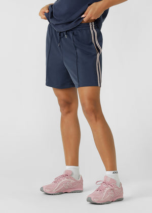 Lorna Jane Retro Shine Longline Shorts - Platinum Navy