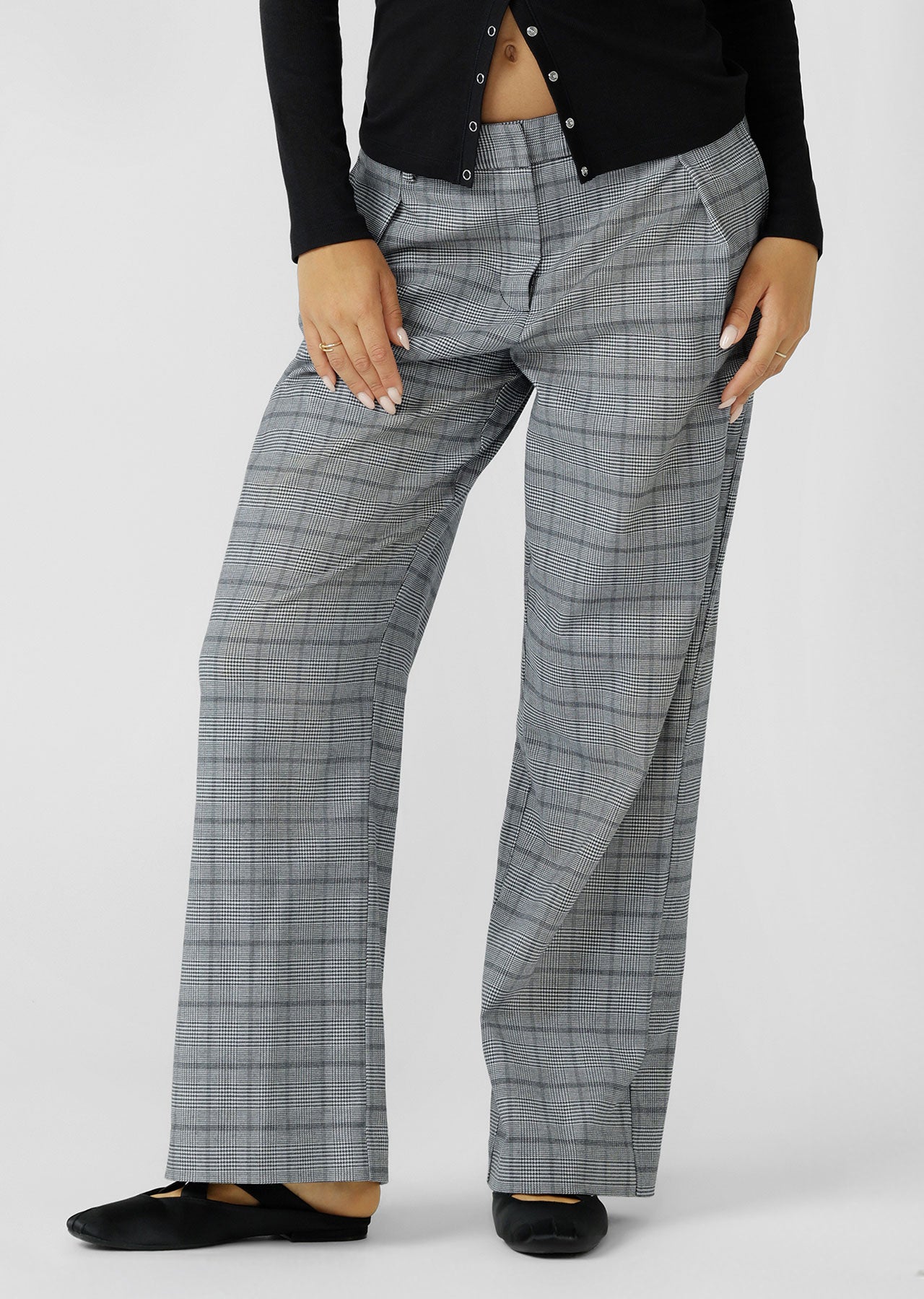 Lorna Jane Studio Tailored Pants - Grey Mini Check