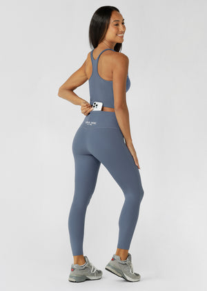 Lorna Jane Training Day Rib Ankle Biter Leggings - Powder Grey