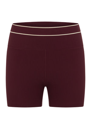 Lorna Jane All Star Luxe Rib 12cm Bike Shorts - Plum Red