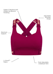 Lorna Jane Easy Adjust Sports Bra - Persian Rose