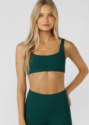 Lorna Jane Inspire Twist Back Rib Sports Bra - Midnight Green