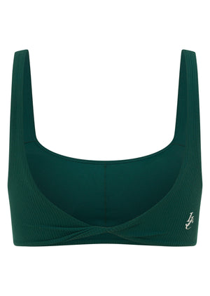 Lorna Jane Inspire Twist Back Rib Sports Bra - Midnight Green