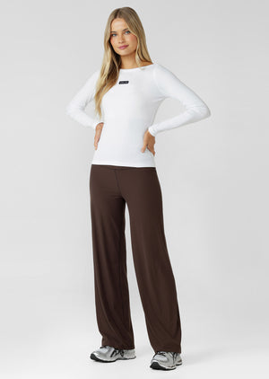Lorna Jane Sonnet Lace Reversible Long Sleeve Rib Top - White