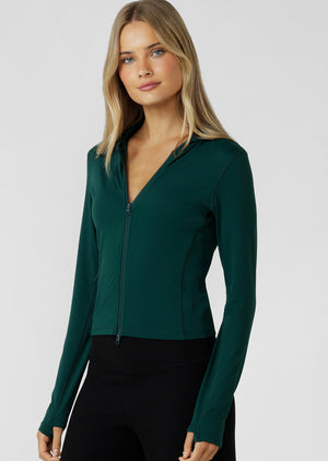 Lorna Jane All Star Active Zip Through Jacket - Midnight Green