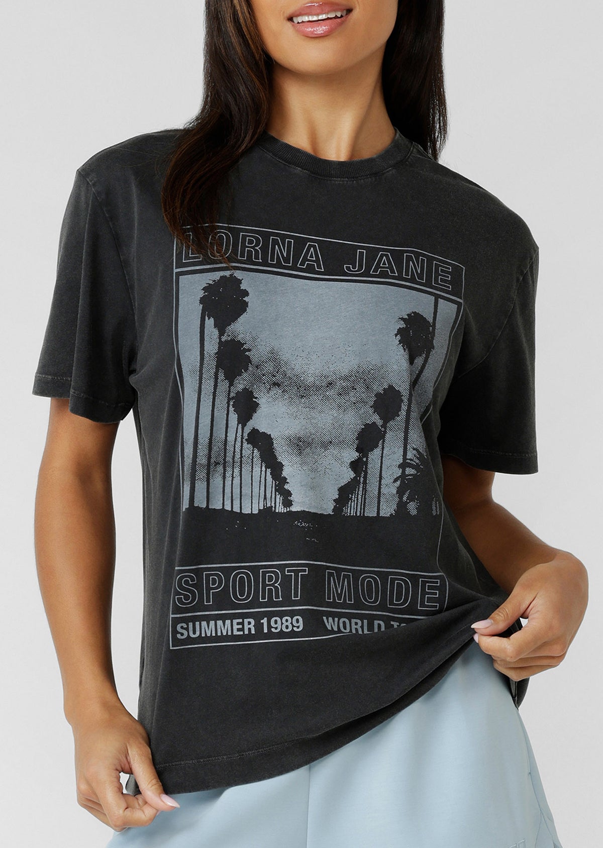 Lorna Jane Sport Mode Tour Washed T-Shirt - Washed Black