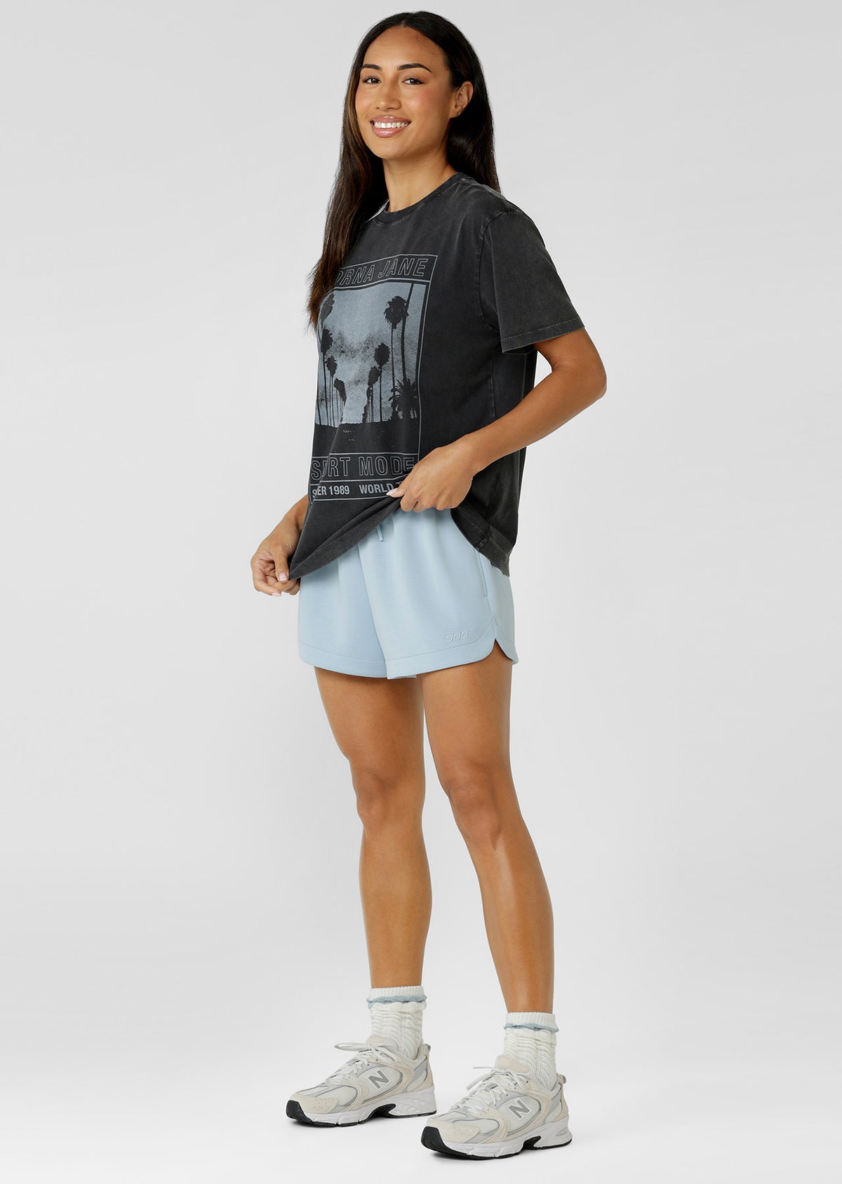 Lorna Jane Sport Mode Tour Washed T-Shirt - Washed Black