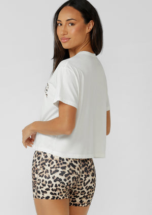 Lorna Jane Gone Wild Cropped T-Shirt - Porcelain