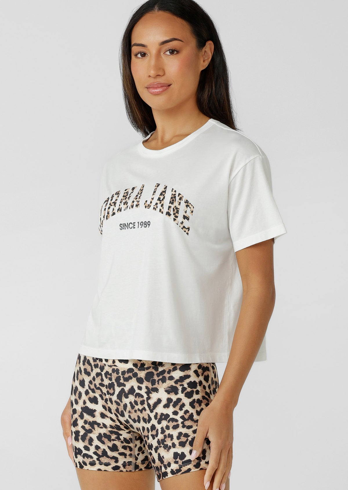 Lorna Jane Gone Wild Cropped T-Shirt - Porcelain