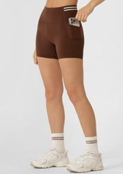 Lorna Jane Stash It All 3 Pocket 14cm Bike Shorts - Espresso