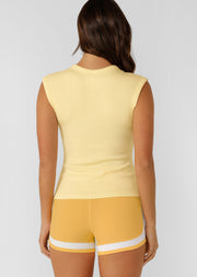 Lorna Jane Paradise Rib Top - Lemon Cream