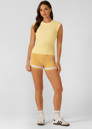 Lorna Jane Paradise Rib Top - Lemon Cream