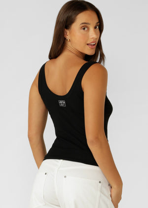 Lorna Jane Whisper Rib Tank - Black