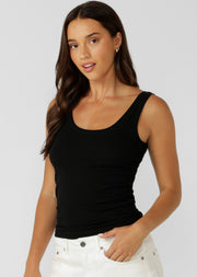 Lorna Jane Whisper Rib Tank - Black