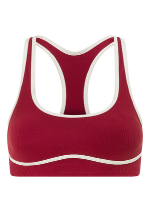 Lorna Jane Paros Rib High Support Sports Bra - Cherry