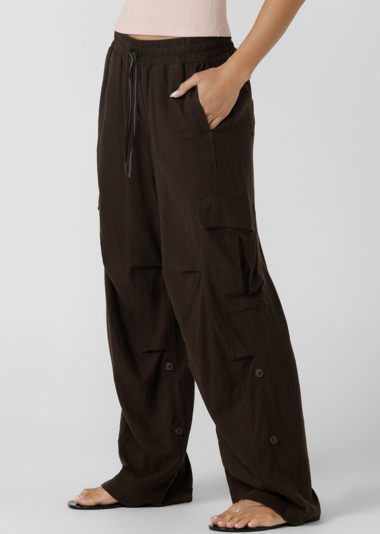 Lorna Jane Linen Flashdance Wide Leg Cargo Pants - Volcano
