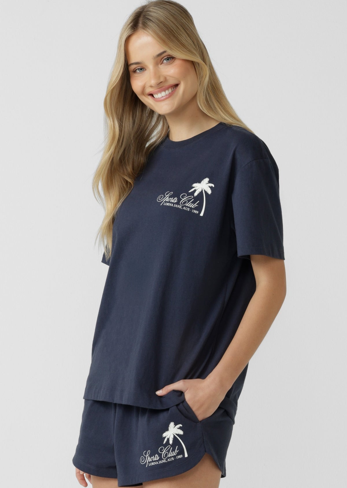 Lorna Jane Summer Sports Club T-Shirt - Platinum Navy