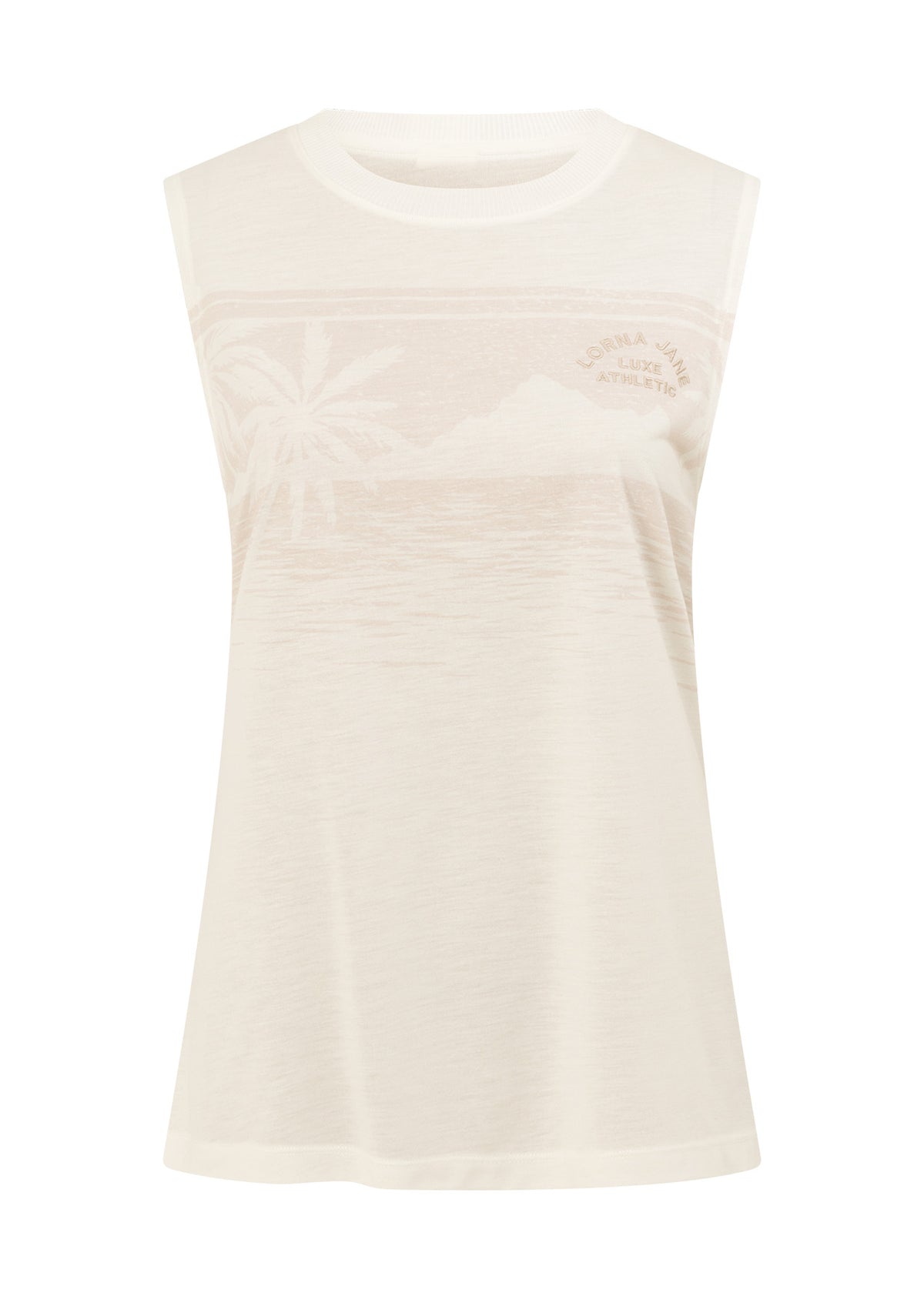 Lorna Jane Lotus Palm Print Muscle Tank - Porcelain