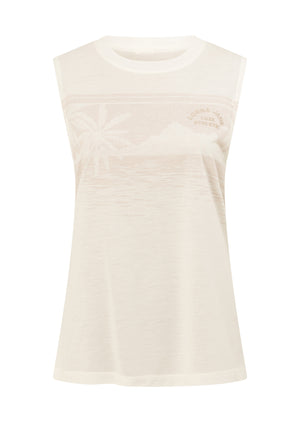 Lorna Jane Lotus Palm Print Muscle Tank - Porcelain