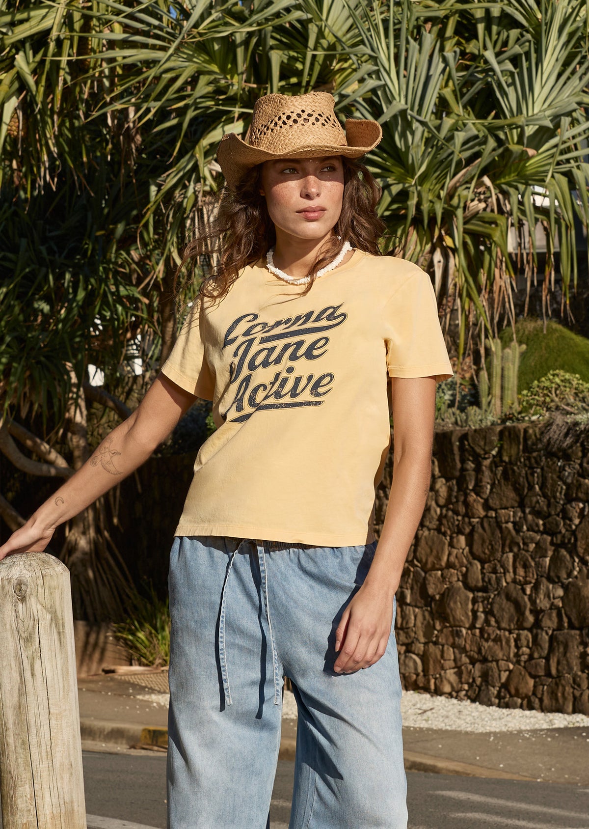 Lorna Jane Ballpark Washed T-Shirt - Washed Honey