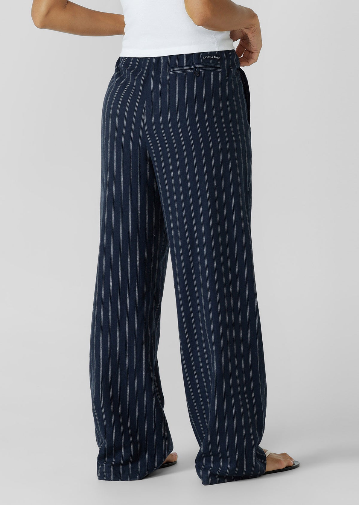Lorna Jane Effortless Coastline Pants - Platinum Navy Pinstripe