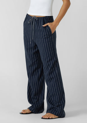 Lorna Jane Effortless Coastline Pants - Platinum Navy Pinstripe