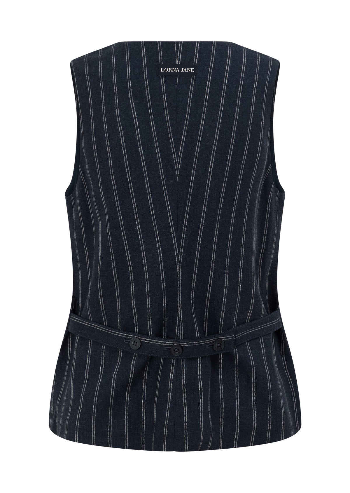 Lorna Jane Effortless Coastline Vest - Platinum Navy Pinstripe